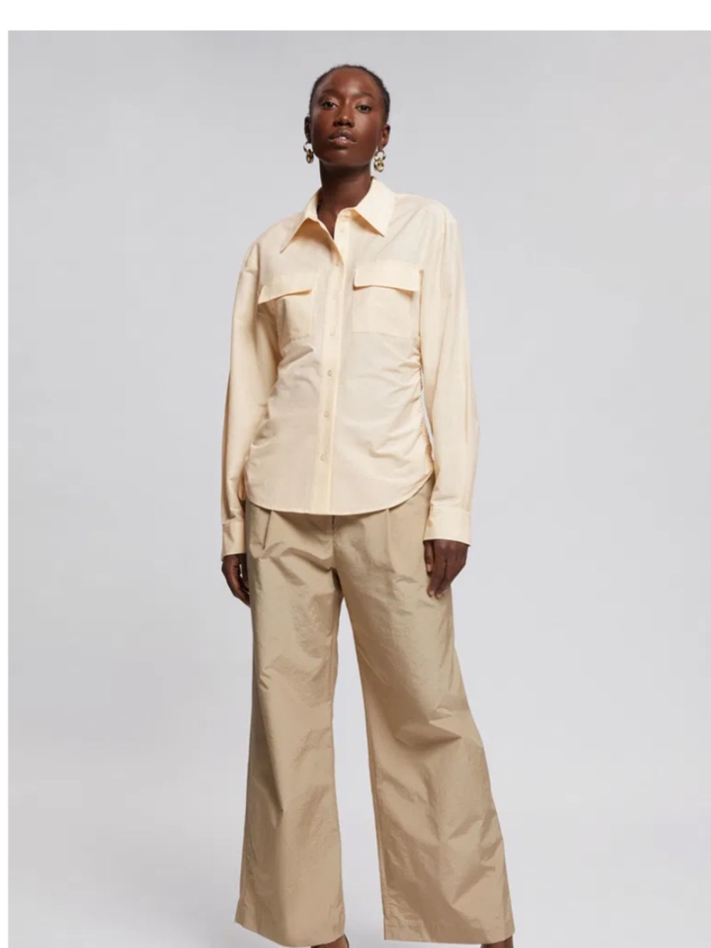 & Other Stories Gathered Drawstring Shirt top Sz 2